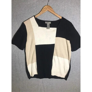 Womens Designers Originals Shirt Square Neck Color Block Neutrals Vintage